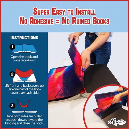Fun Design Book Cover by [Brand Name] - Stretchable Jumbo Jacket Fits Most Hardcover Textbooks Up to 9 x 11 | Washable & Reusable School Supply