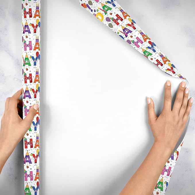 Jillson Roberts Gift Wrap, Birthday Characters (8 Rolls 5 feet x 30 inches)