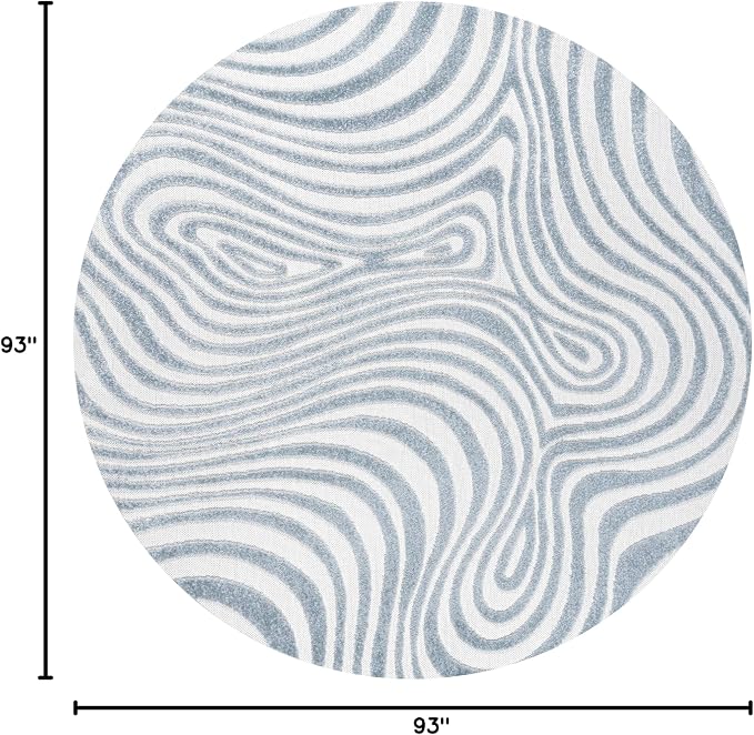 JONATHAN Y Maribo High-Low Abstract Striped Light Blue/Ivory 8' Round Indoor/Outdoor Area Rug, Pet Friendly, Non-Shedding, Stain Resistant, Easy-Cleaning for Backyard, Patio, Porch (SCN103C-8R)
