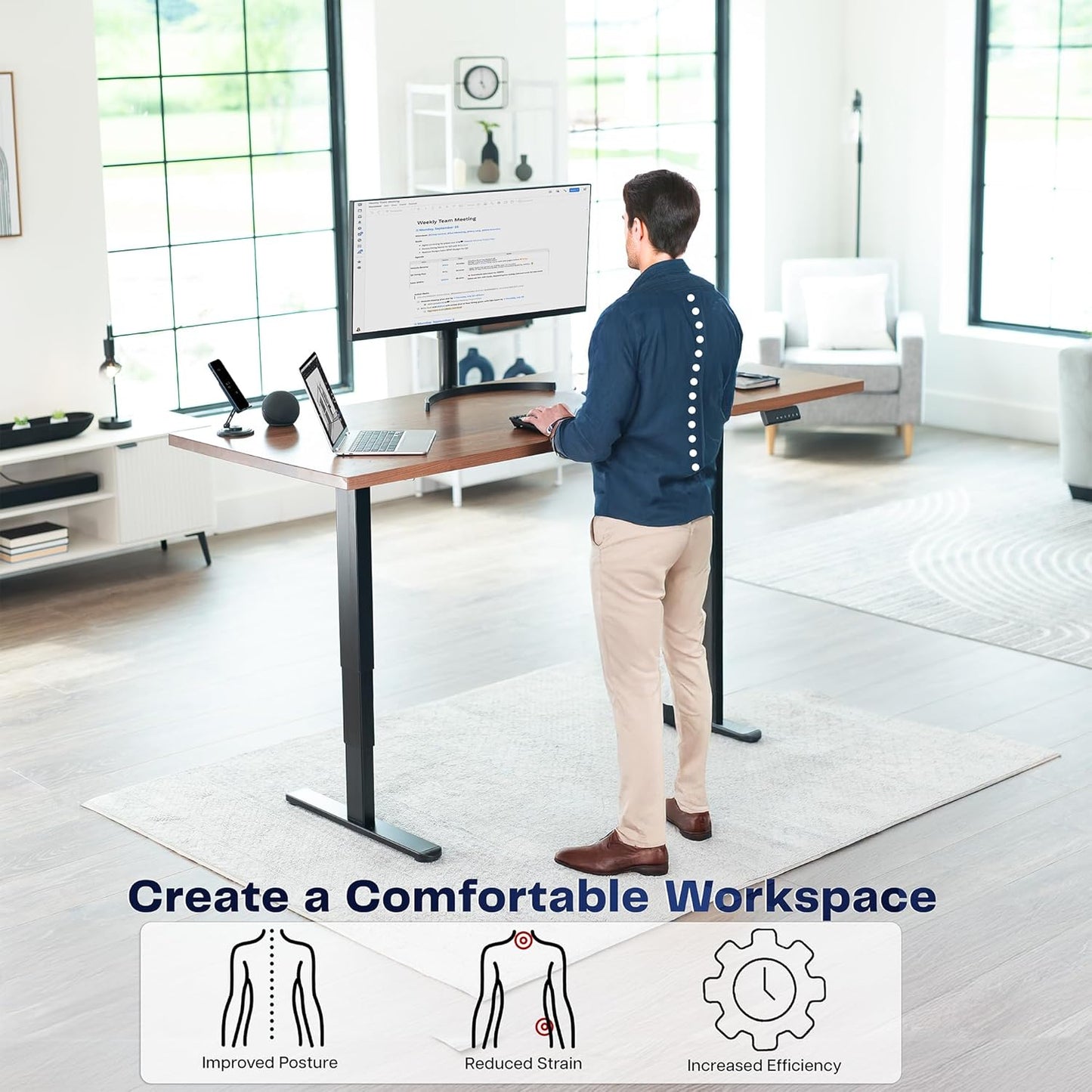 VIVO Electric Dual Motor Stand Up Desk Frame - Height Adjustable for 40-85 Inch Table Tops | Black, DESK-V103E