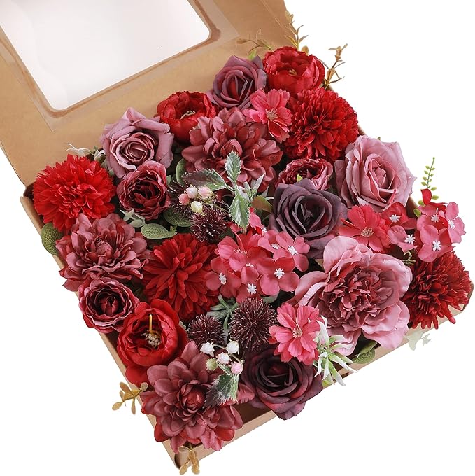 Artificial Flowers Combo, Fake Flowers for DIY Tables Centerpieces Baby Shower Bridal Shower Wedding Bouquet Arrangements Party Candle Holder Cake Decor Flower Home Decorations