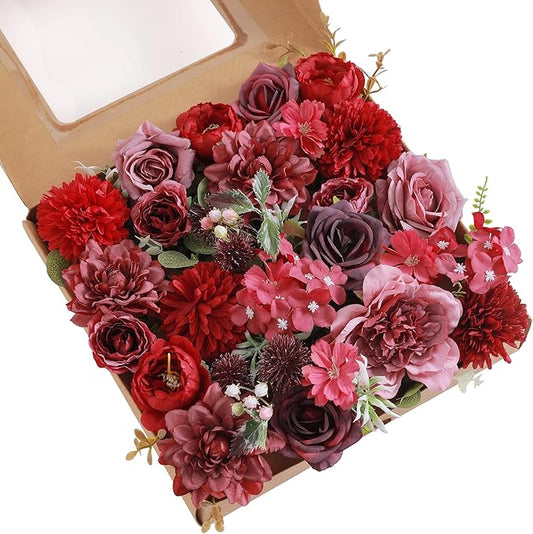 Artificial Flowers Combo, Fake Flowers for DIY Tables Centerpieces Baby Shower Bridal Shower Wedding Bouquet Arrangements Party Candle Holder Cake Decor Flower Home Decorations