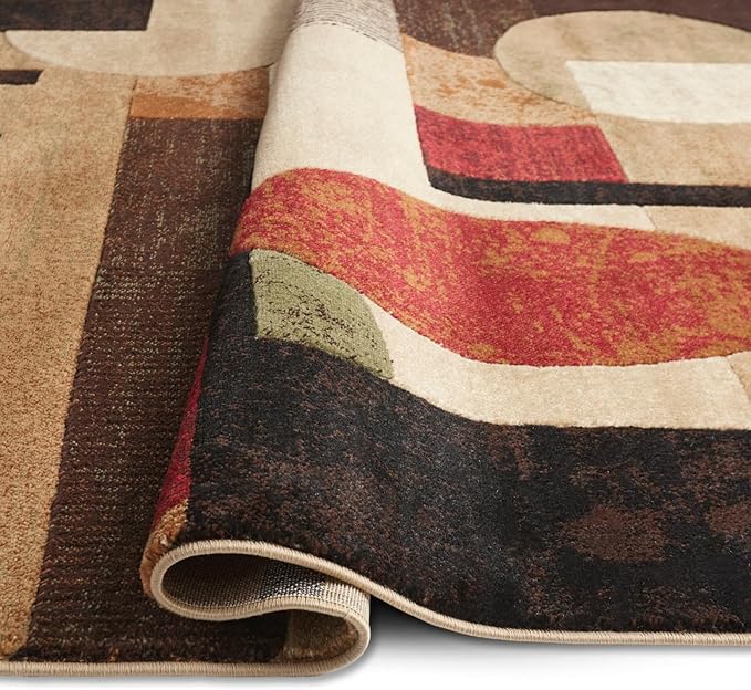 Home Dynamix Tribeca Jasmine Modern Area Rug, Abstract Brown/Red, 39"x55"