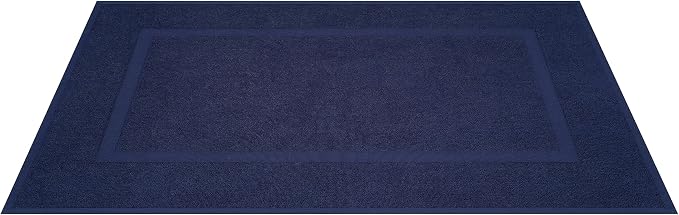 Cotton Paradise 100% Cotton Turkish Bathmat Set, Soft Absorbent Quick Dry, 2 Piece 20x34 Bathmat Floor Set, Navy Blue