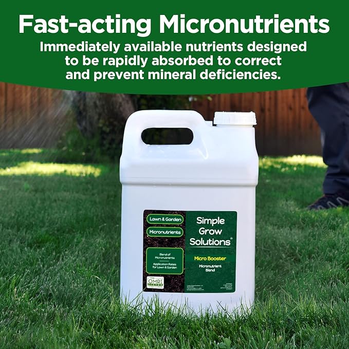 Micronutrient Booster- Complete Plant & Turf Nutrients- Simple Grow Solutions- Garden & Lawn Fertilizer- Grower, Gardener- Liquid Food for Grass, Tomatoes, Flowers, Vegetables (2.5 Gallon)