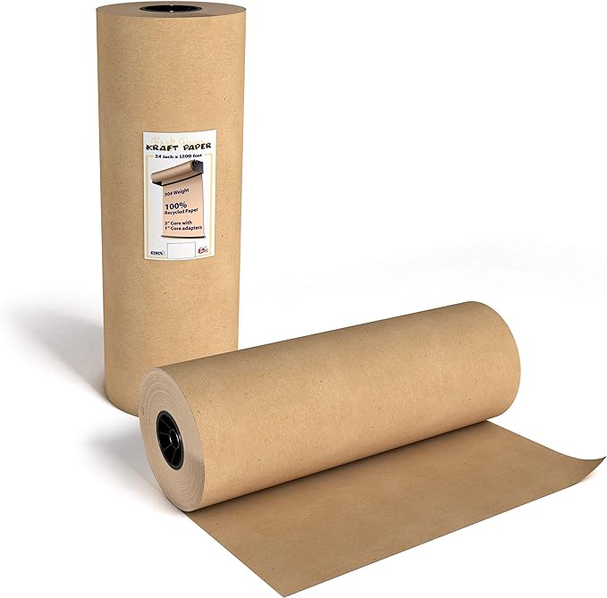 Brown Kraft Paper Roll - 24 Inch X 1200 Feet - for Gift Wrapping, Crafts, Packing, Void Filling - Made in The USA