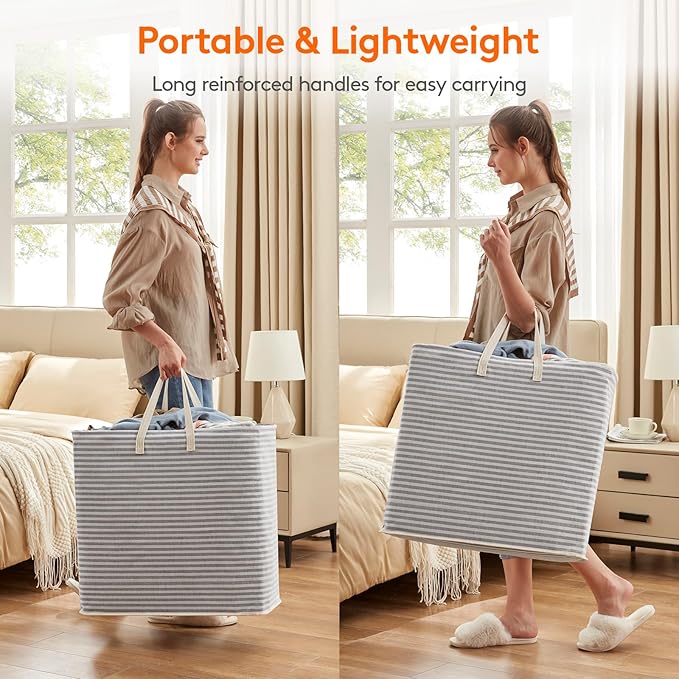 Lifewit 3 Pack Laundry Hamper Large Collapsible Laundry Baskets, Freestanding Waterproof Clothes Hamper with Easy Carry Handles in Laundry Room Bedroom Bathroom College Dorm for Adults, Grey, 3 x 90L