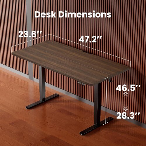 ErGear Electric Standing Desk - Height Adjustable Sit-Stand Home Office Desk, 48 x 24 Inches, Dark Walnut
