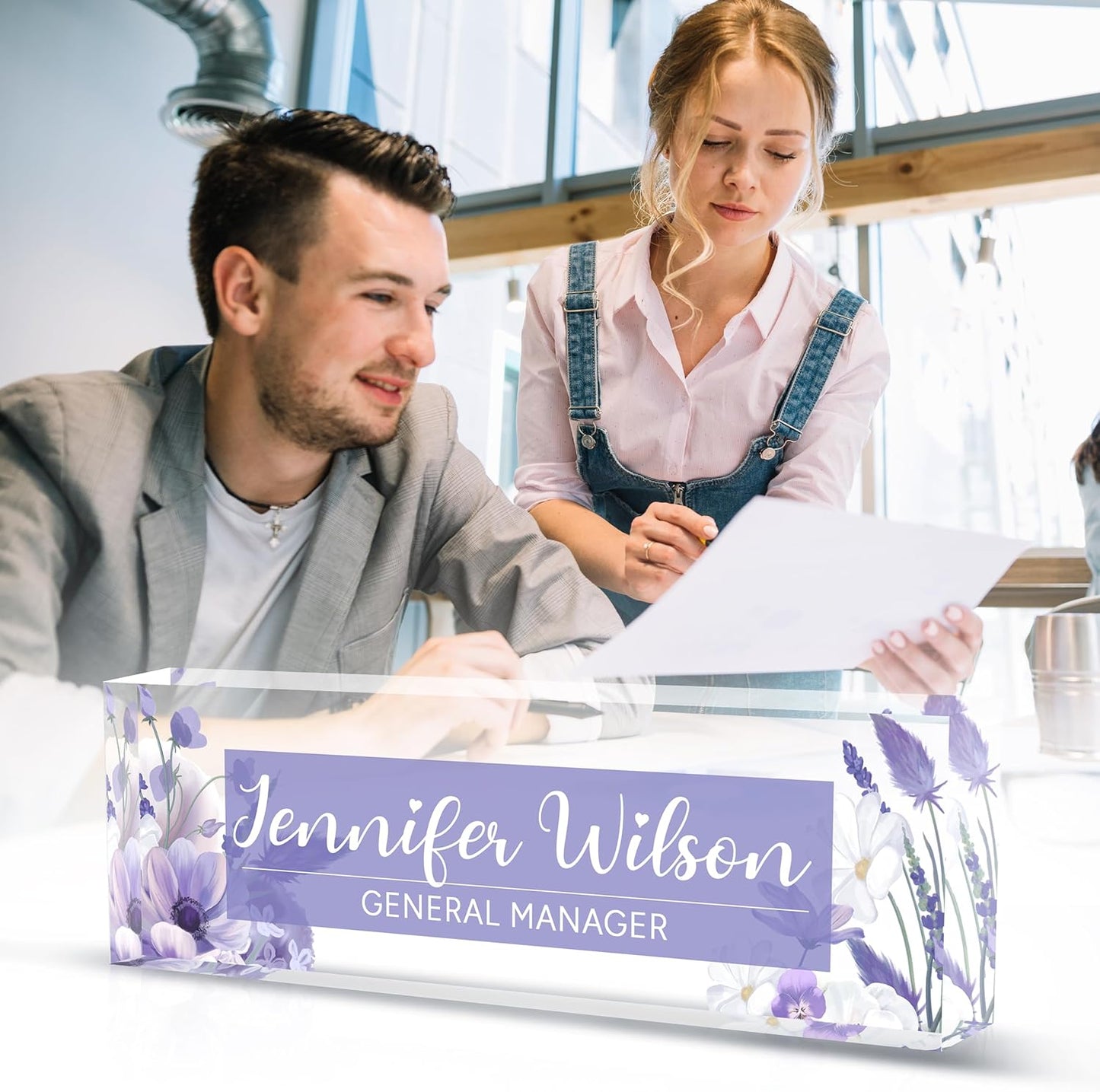 Skiennix Personalized Name Plate for Desk - Stylish Acrylic Office Decor | Perfect Employee Appreciation Gift