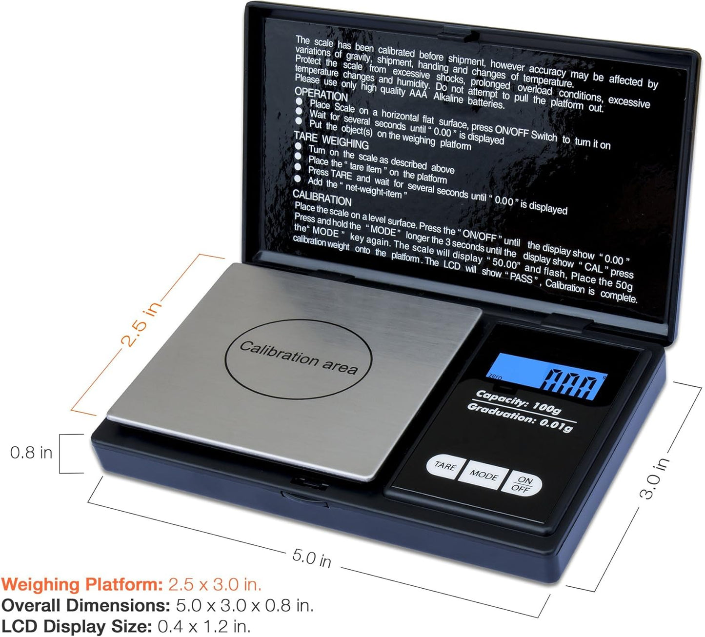 Weighmax Digital Pocket Scale - 100g Capacity with 0.01g Precision - Sleek Black Design