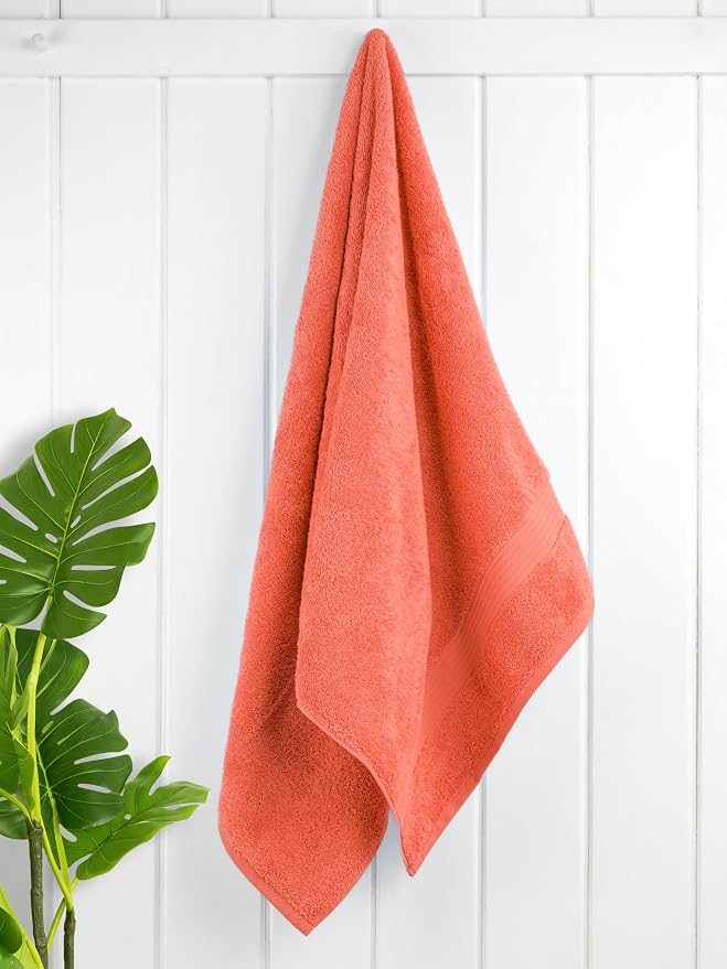 Cotton Paradise 4 Piece Turkish Bath Towels for Bathroom, 100% Cotton Extra Large Soft Plush Towels Bathroom Set, Coral