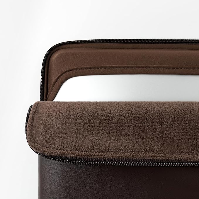 Comfyable Slim Protective Laptop Sleeve 15 Inch 14 Inch, PU Leather Bag Compatible with 15" MacBook Air (Snug Fit) M4 2025 & 14" MacBook Pro M4 (Loose Fit), Computer Case for Mac, Chocolate