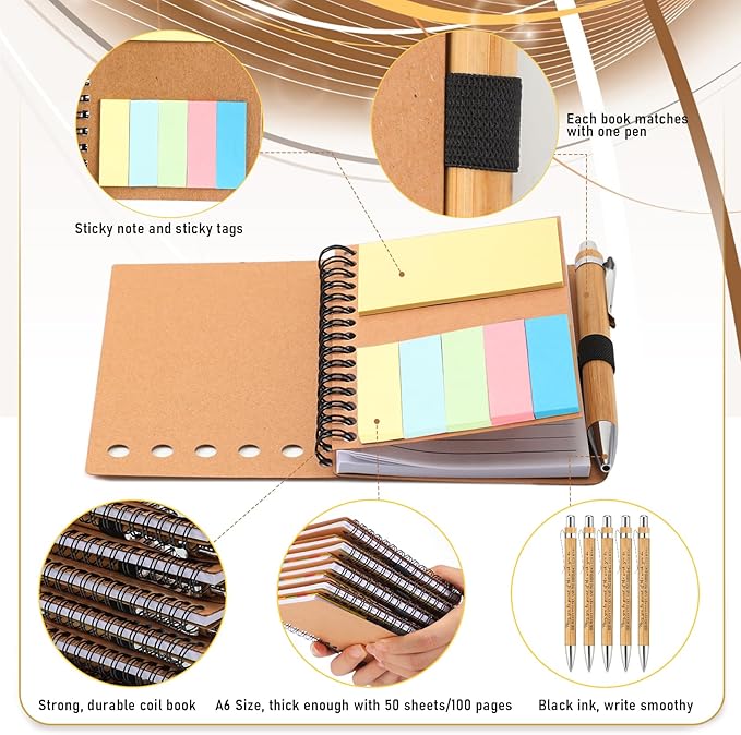 Jetec Inspirational Notebooks Bulk Spiral Notebook with Sticky Notepad Motivational Pens Valentines Day Gifts for for Employee Coworker Nurse Staff Teacher Nurse Volunteer(75 Sets,Amazing)