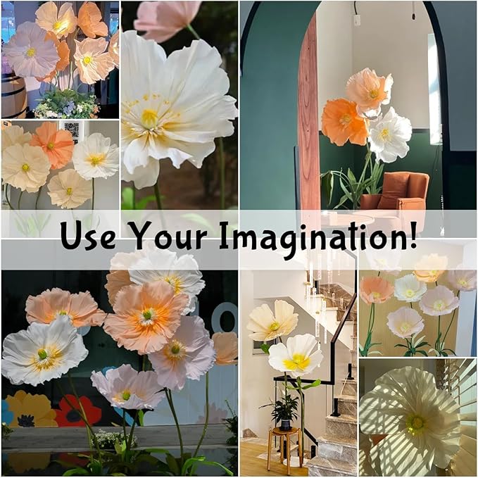 Giant Artificial Flower for Decoration, 7 Pcs/Set Artificial Flower for Wedding Birthday Christmas Purple Party Banquet Backdrop Decor Photography Props, Shop Window Display