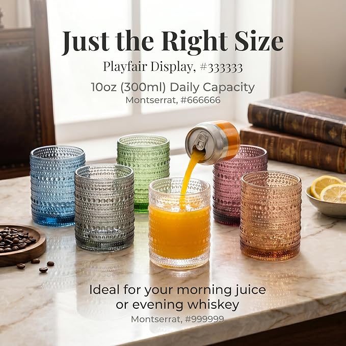 Mfacoy Colored Hobnail Drinking Glasses Set of 6, 10oz Vintage Kitchen Glassware, Embossed Beaded Glass Cups, Water Glasses, Beaded Colorful Water Tumbler for Cocktail, Juice and Various Mixed Drinks