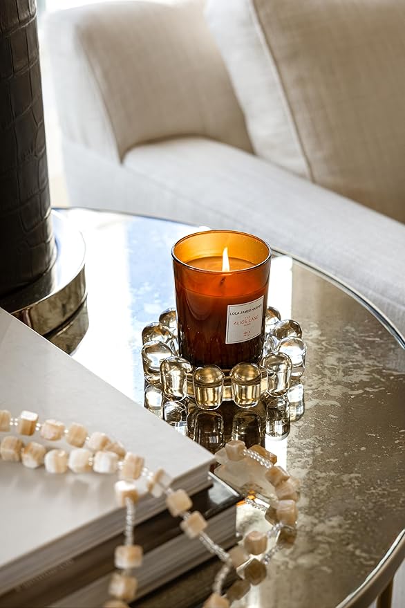Alice Lane Original Bubble Candle Dish – Chic Clear Glass Candle Dish for Home Decor – Decorative Modern Candle Holder for Small Candles & Diffusers