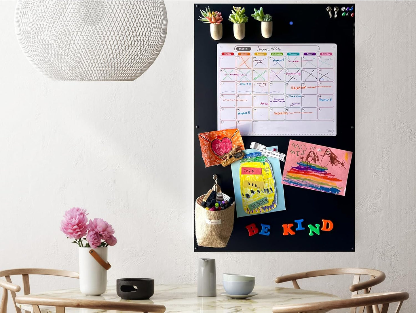 Skiennix Large Magnetic Board - Versatile Magnet Display & Bulletin Board - Matte Black (23" Wx35" L)