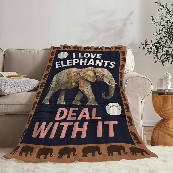 Elephant Blanket Elephants Throw Blanket Animal Soft Cozy Fleece Fuzzy Stuffed Plush Flannel Gifts for Girls Women Boys Kids Adults 50"X60"