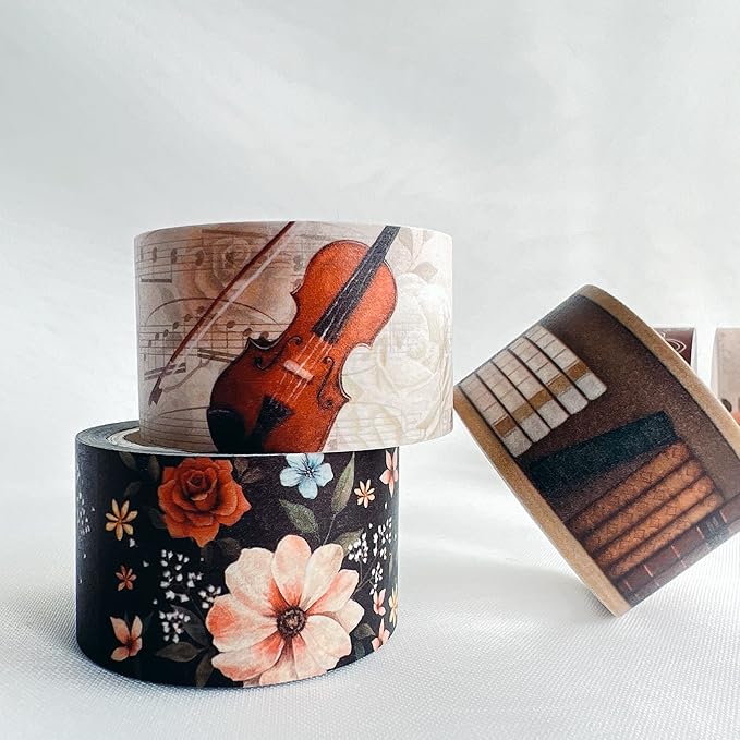 WT Academia Washi Tape Set, 5 Rolls, Original Designs, Vintage Floral Decorative Masking Tape, DIY Crafts, Bullet Journals, Planners, Scrapbooking, Journals Gifts, Adhesive Wrapping Tape, Paper Tape