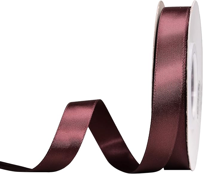 YAMA Burgundy Double Face Satin Ribbon - 5/8" 25 Yards Burgundy Ribbon for Gift Package Wrapping,Floral Design,Hair Bow Clip Making,Crafting,Sewing,Wedding Decor