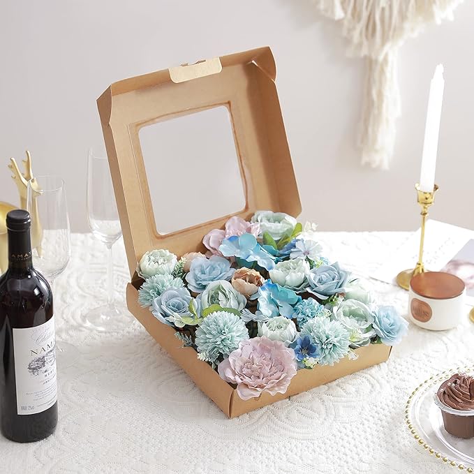 Artificial Flowers Combo, Fake Flowers for DIY Tables Centerpieces Baby Shower Bridal Shower Wedding Bouquet Arrangements Party Candle Holder Cake Decor Flower Home Decorations
