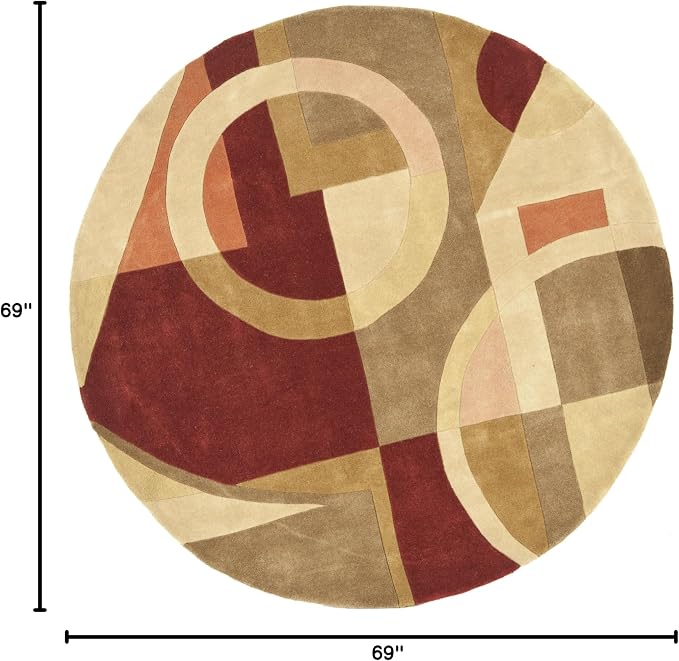 SAFAVIEH Rodeo Drive Collection 5'9" Round Beige / Multi RD845A Handmade Mid-Century Modern Abstract Wool Area Rug