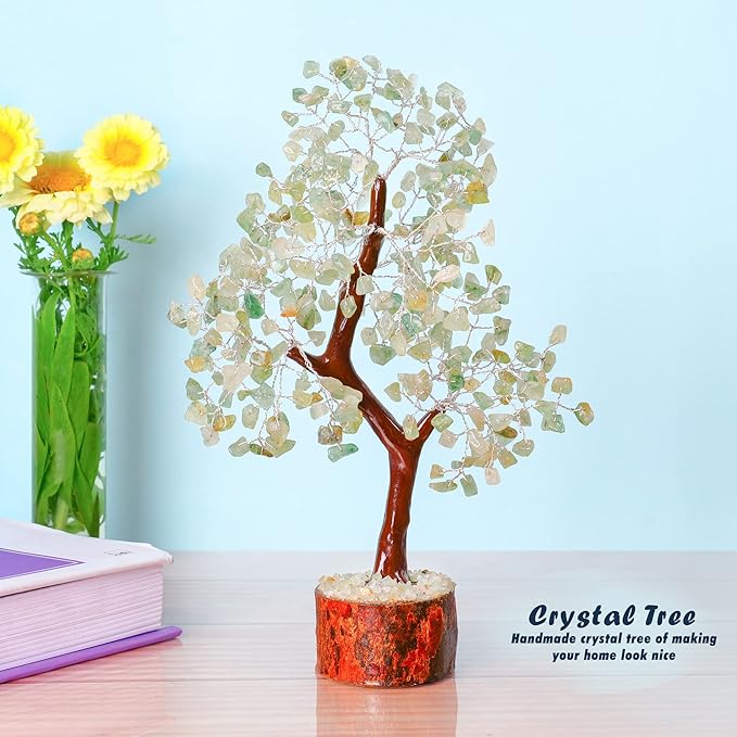 YATHABI Green Jade Crystal - Chakra Decor - Jade Stone Bonsai Tree - Feng Shui Decor - Spiritual Gift - Good Luck - Crystals Money Tree