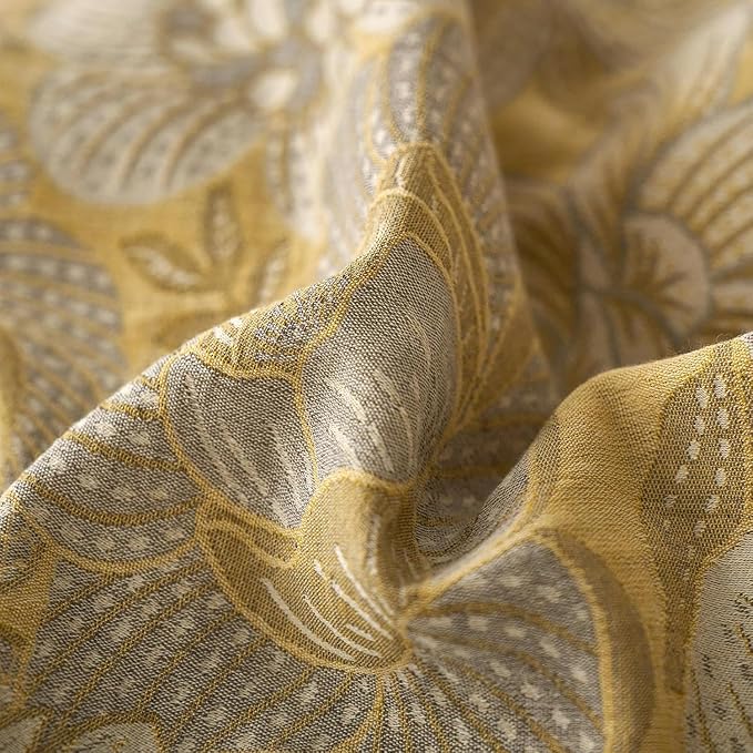 Golden Floral Duvet Cover Twin XL Vintage Jacquard Flower Bedding Set Linen Cotton Yarn-Dyed Textured Duvet Cover Bordered Farmhouse Boho Floral Comforter Cover with Zipper Closure Cozy Breathable