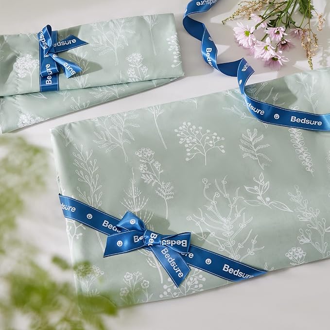 Bedsure Duvet Cover Full Size - Reversible Sage Green Full Duvet Cover Set with Zipper Closure, 3 Pieces Cute Floral Patterned Bedding Set with 8 Corner Ties and 2 Pillow Shams