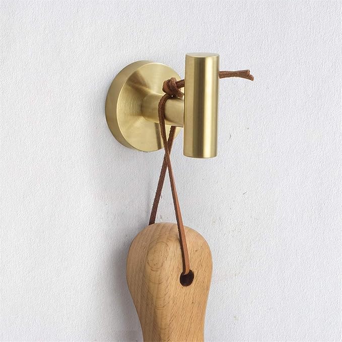 Nolimas Bathroom Towel Hooks SUS 304 Stainless Steel Coat Hook Round Clothes Towel Coat Robe Hook Cabinet Closet Door Sponges Holder for Bath Kitchen Garage Hotel,Wall Mounted,Brushed Gold,2Pack