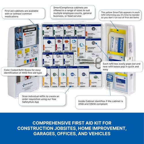 First Aid Only SmartCompliance 50-Person OSHA Compliant First Aid Kit - Large 245-Piece Cabinet