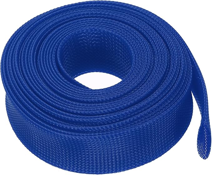 uxcell Expandable Sleeving, 1 1/2-inch 25ft Cable Sleeve, Blue