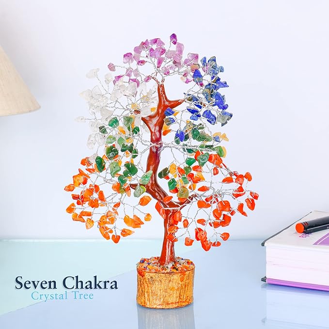 YATHABI Seven Chakra Crystal Tree for Positive Energy - Feng Shui Tree of Life Decor - Good Luck Gifts - Crystals and Stones - Spiritual Items - Housewarming Gifts for Women