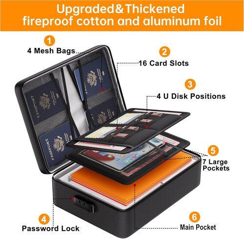 DocSafe Fireproof Document Organizer with Lock - 5200°F Protection for Secure Storage