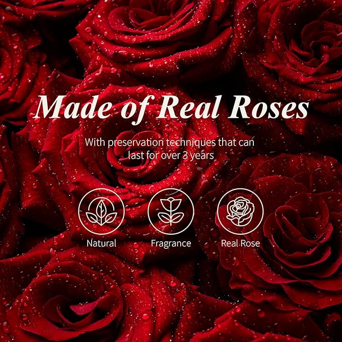Forever Rose in Glass Dome,12.3 Inch Preserved Real Roses Gift, Long Lasting Eternal Flowers for Women, Mom, Wife, Valentine's Day, Anniversary, Red