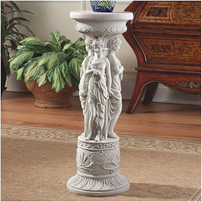 Design Toscano KY992 Chatsworth Manor Neoclassical Pedestal Column Plant Stand, Antique Stone