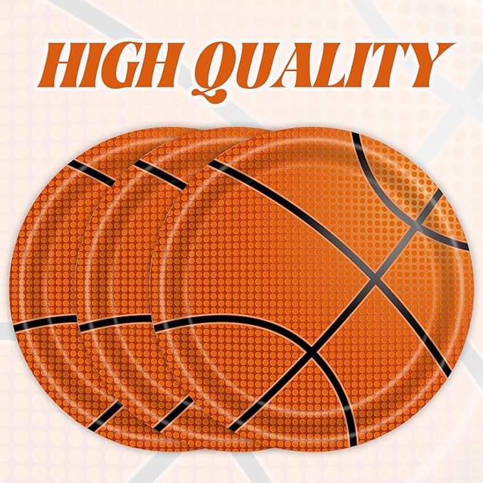 50PCS Basketball Party Paper Plates 7 Inch, Disposable Basketball Birthday Party Supplies Cake Dessert Plates for Birthday Baby Shower Sports Event Decorations
