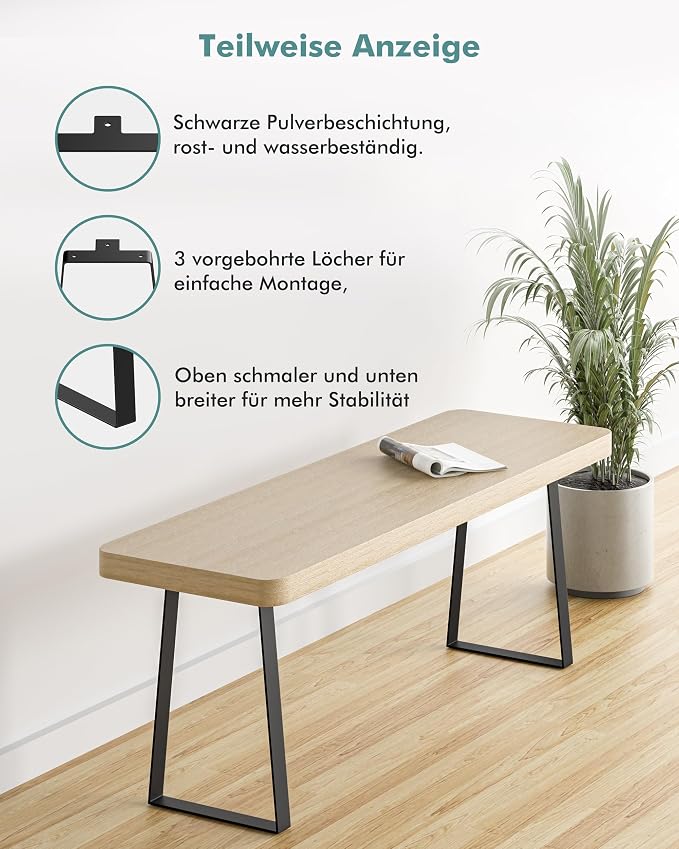 Coffee Table Legs 14 Inch: Trapezoid Metal Legs for Desk Heavy Duty Furniture DIY Stool/Chairs, Bench, Side/End Table, Black, Set of 2
