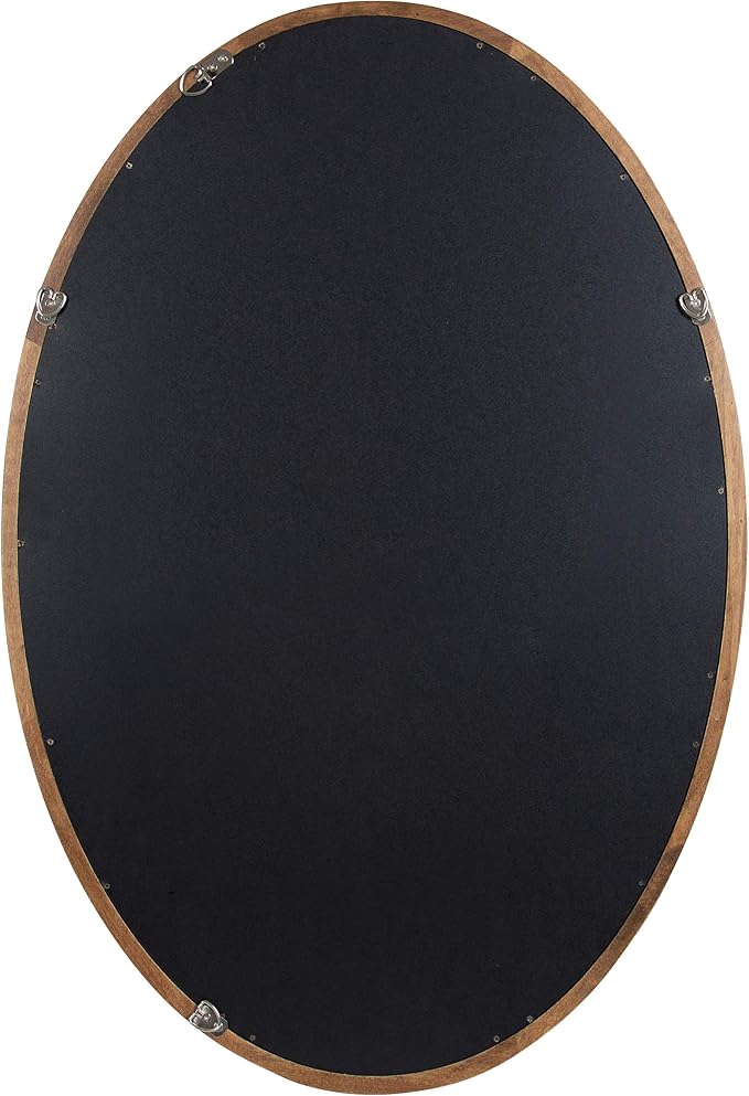 Kate and Laurel Hogan Farmhouse Oval Framed Wall Mirror, 24 x 36, Rustic Brown, Decorative Bulletin Board for Wall