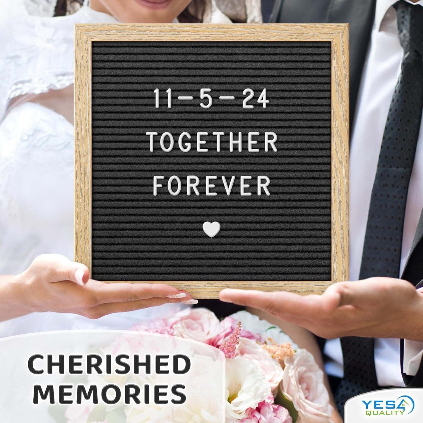 Yes4Quality Felt Letter Board - 10x10 Black Customizable Message Board with 170 Letters & Emojis for Home Decor & Office Use