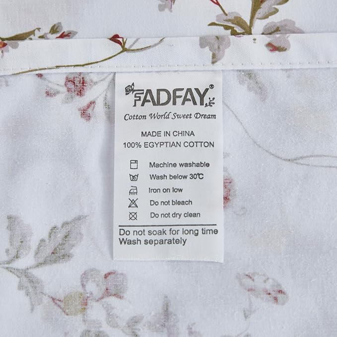 FADFAY Floral Sheets Set Twin XL Rustic Pink Floral College Bedding Ditsy Botanical Dorm Sheets Vintage Branches Bedding 100% Egyptian Cotton Sets with Deep Pocket Fitted Sheet 4Pcs, Twin XL Size