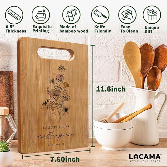 Lacama Christian Gifts for Women Religious Gifts for Women Cutting Board Kitchen，Appreciation Gift for Womens Birthday, Floral Inspirational Gift for Her, Mom, Sister, Friends