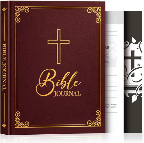 Lanpn Bible Prayer Journal - 91-Day Christian Devotional Notebook for Men | Brown Leather Hardcover