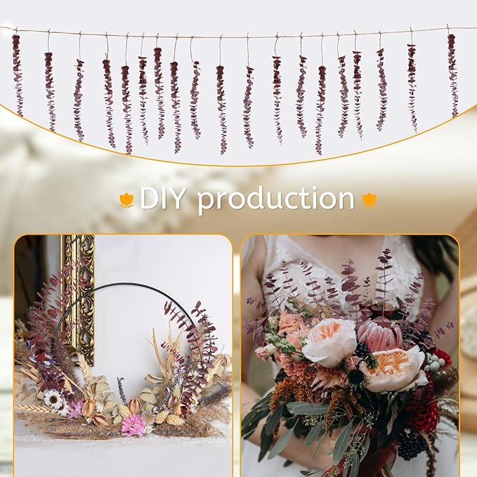 Real Dried Eucalyptus Stems, 20Pcs 17inch Red Preserved Fresh Eucalyptus Stems Plant for Home Vase Wedding Festival Floral Arrangement Fall Decoration