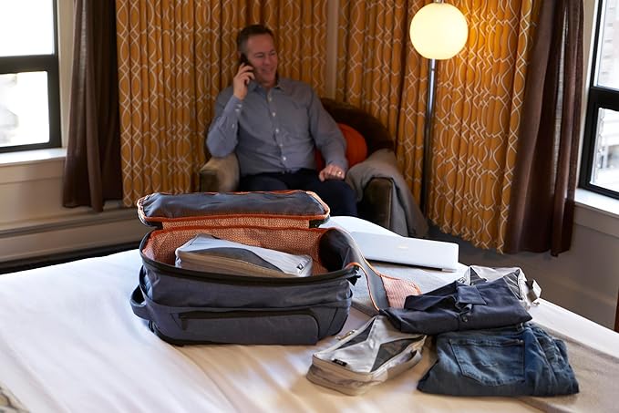 Knack Series 1 Laptop Backpack Travel Set Fits up to 15 Inch - Includes Expandable Packing Insert, and Knack's Insulated Bottle, TSA Approved, Expandable Travel Backpacks (Black, Medium)