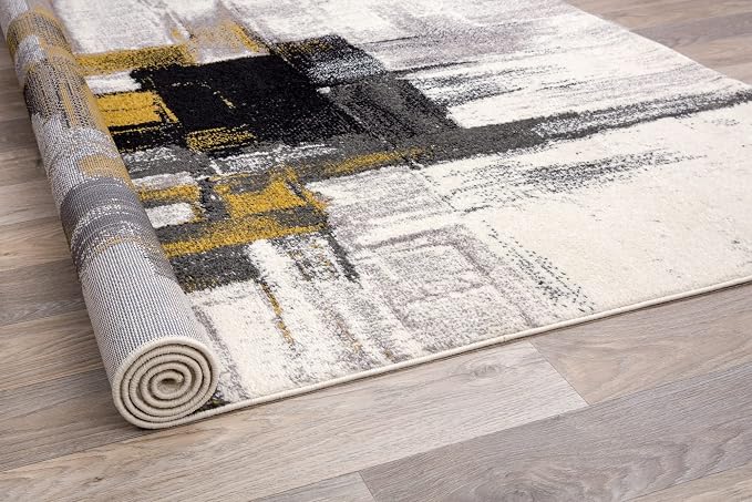 Rugshop Gold Modern Abstract Runner Rug — Non-Shedding for Hallway, Corridor and Entryway 2' x 7'