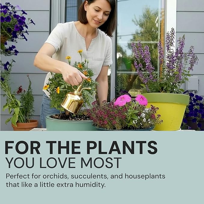 Sustainable Village Watering Can Indoor Plants - Brass Plant Mister - Stylish and Rust Resistant Watering Cans for Healthy Hydration - Prevents Overwatering