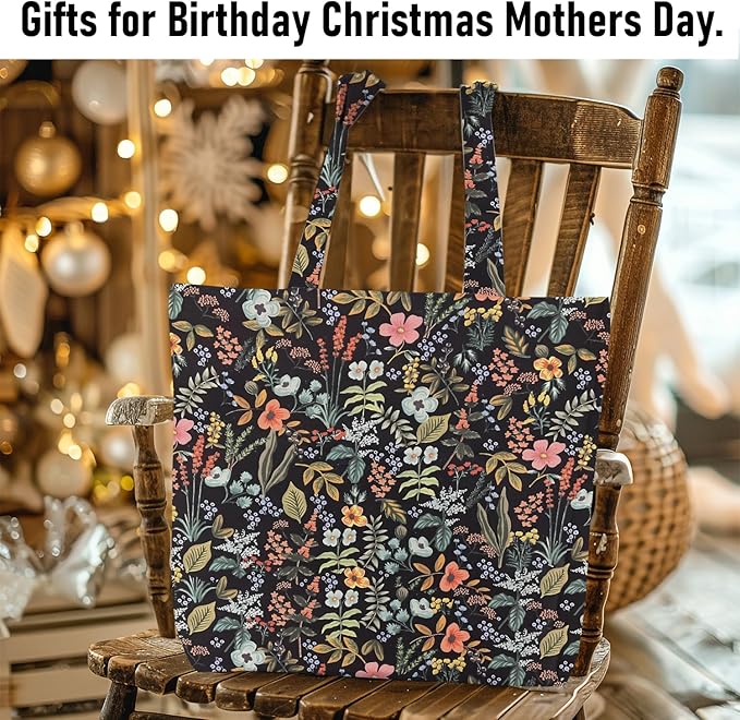 Decohim Multiple Packs Floral Japanese Print Canvas Tote Bag Reusable Grocery Bags Gifts for Women Girls Birthday Christmas