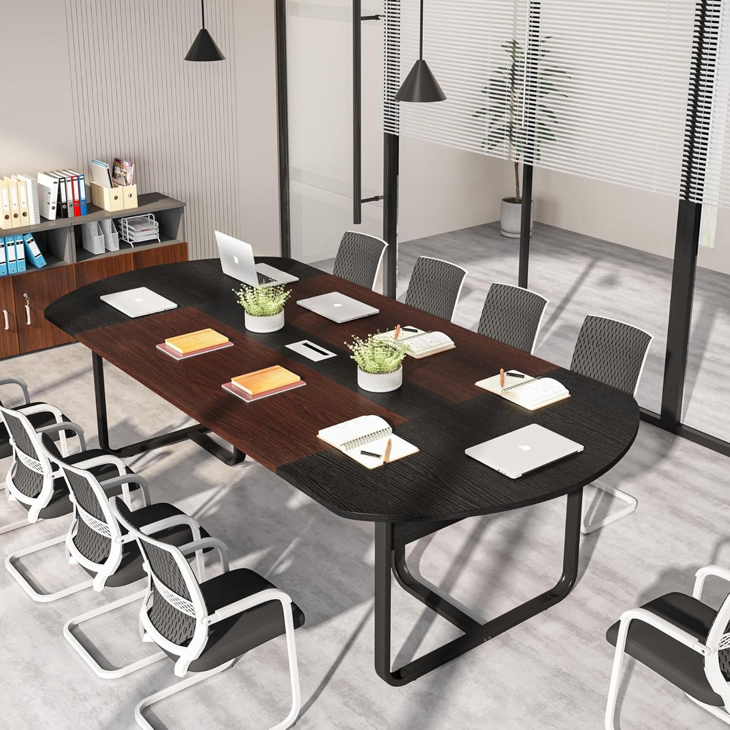 Tribesigns 6FT Oval Conference Table - Two-Tone Curved Design for Office Meetings | Seats 4-6