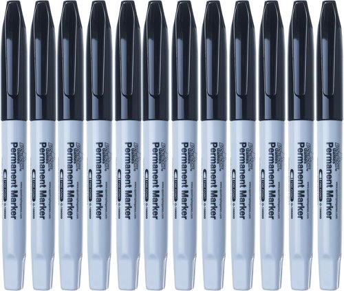 Apostrophe Games Fine Point Permanent Markers - 12 Black Pens for Office & School Supplies